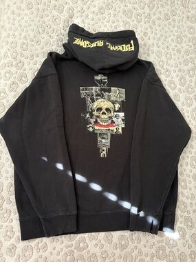 AUTHENTIC RARE FA Black Graphic Cross Skull Hoodie